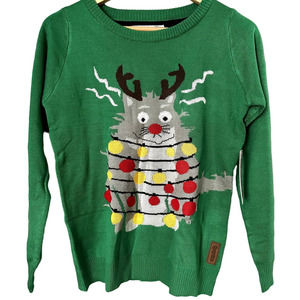 Tipsy Elves Electrocuted Cat‎ Novelty Christmas Sweater Size XS
